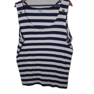 Hillard & Hanson 3X Navy White Tank Top Plus